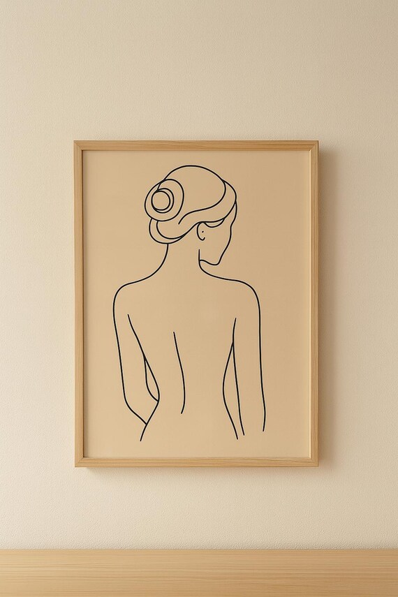 Minimalist Woman Line Art Nude Female Silhouette Elegant Body Drawing Poster
