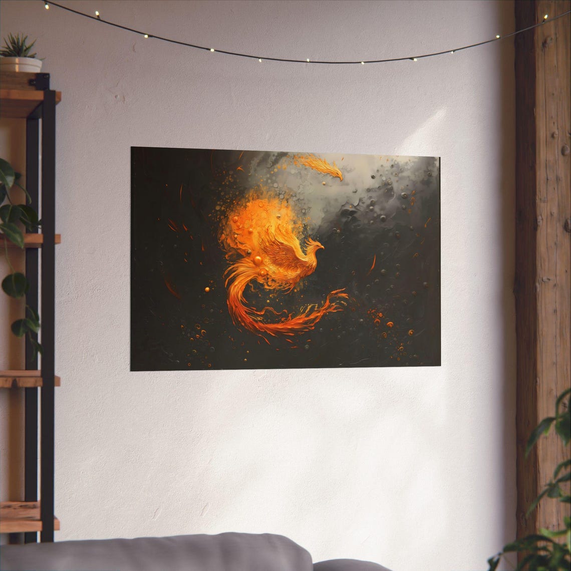 Blazing Phoenix Rising From Ashes Mythology Fantasy Wall Art - Image 2