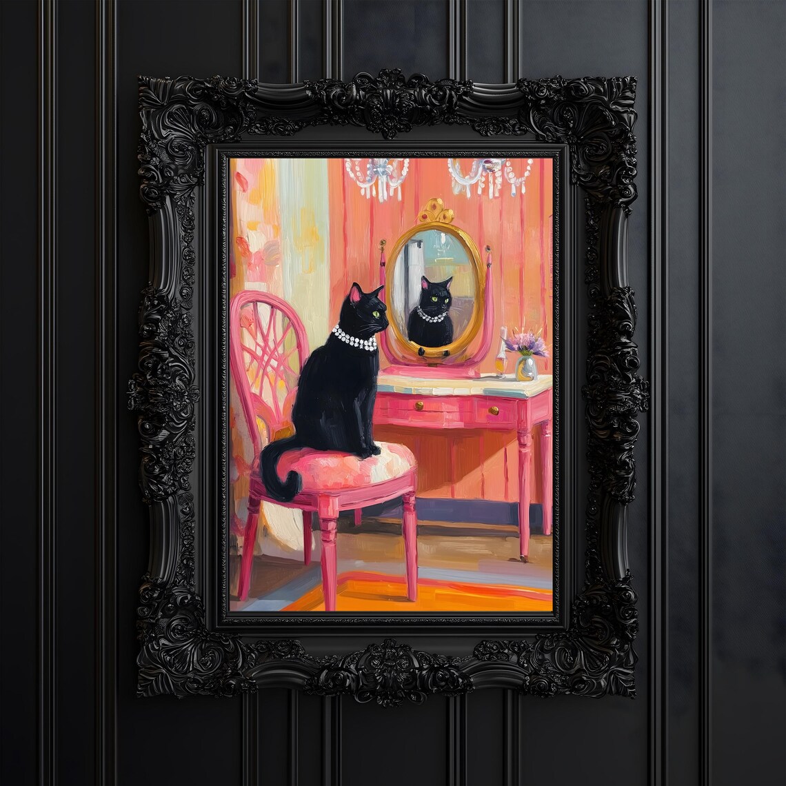 Coquette Cat Poster, Retro Glam Cat Lover Gift - Image 4