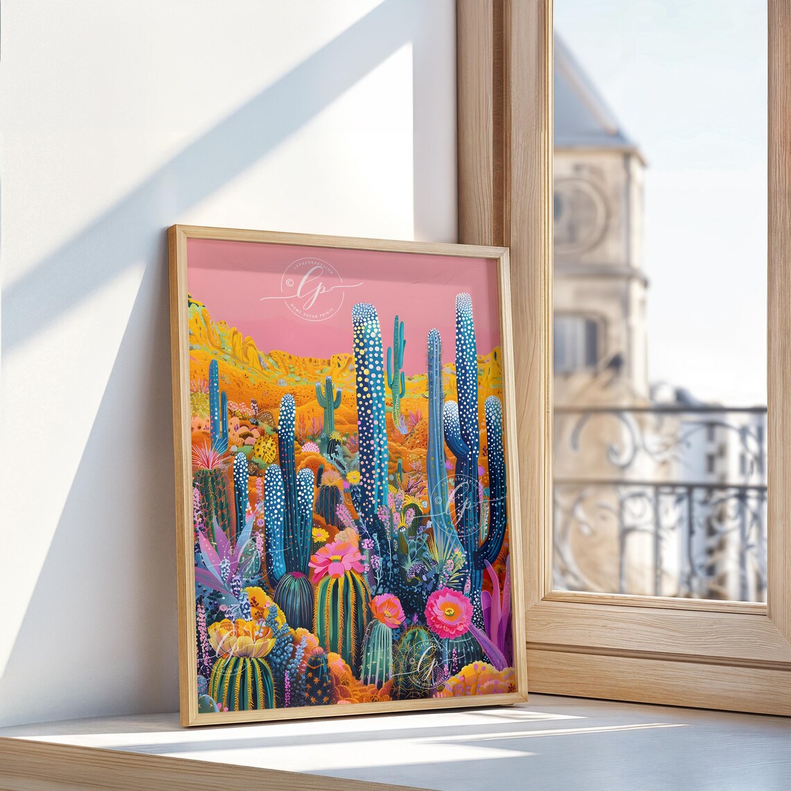 Desert Cactus Abstract, Maximalist Bedroom Decor - Image 3
