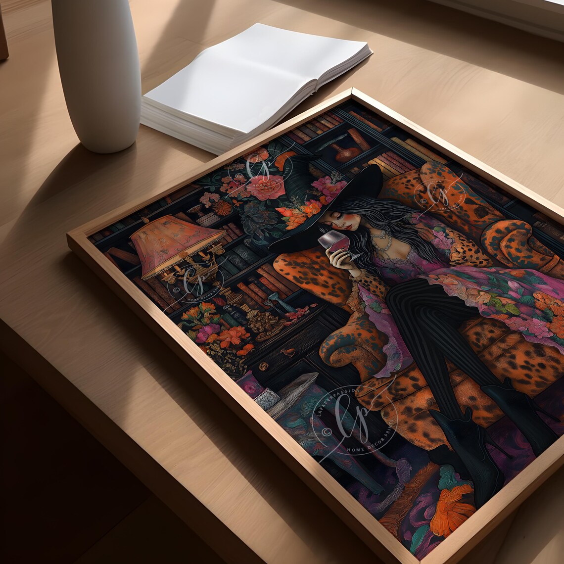Witch Drinking Wine, Maximalist Wiccan Art Print - Image 2
