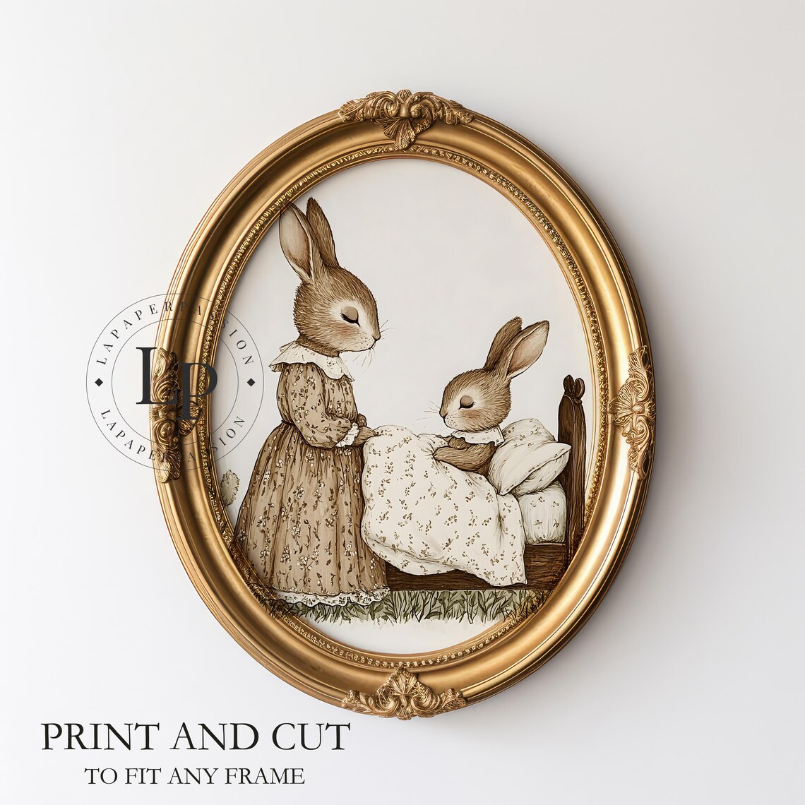 Rabbit Nursery Print, Vintage Antique Nursery Decor - Image 4
