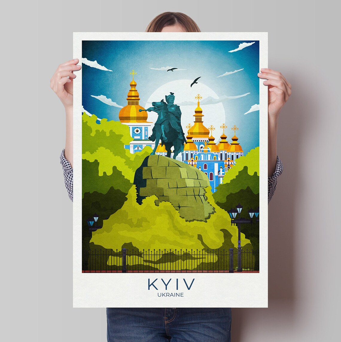 Kyiv Ukraine Travel Poster, Europe Wall Art Print