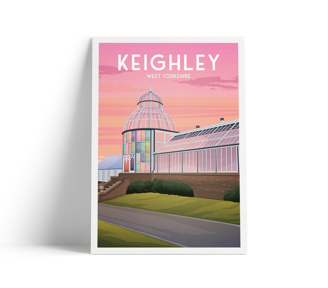 Keighley West Yorkshire Victorian Glasshouse Travel Art Poster