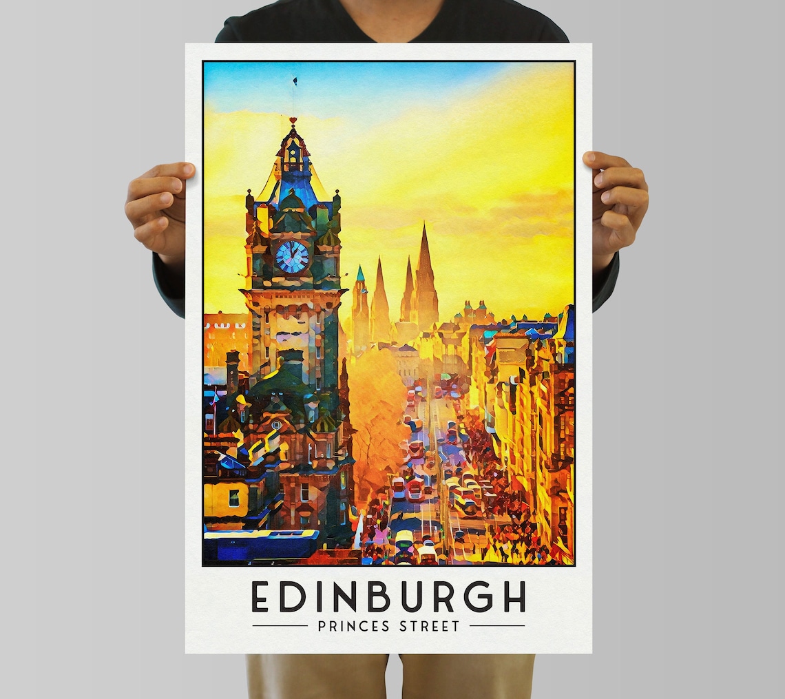 Edinburgh Princes Street Travel Poster, Scottish Wall Art