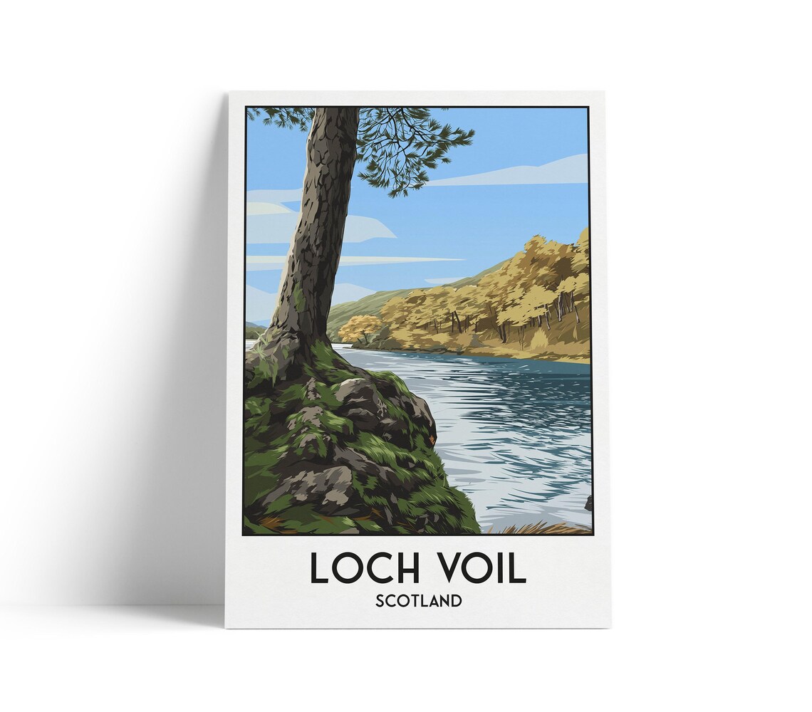 Loch Voil Scotland Vintage Travel Poster Print