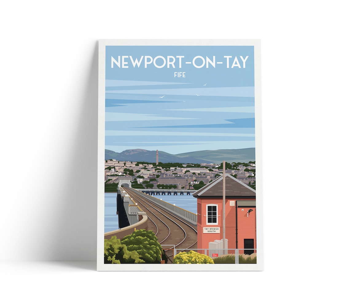 Vintage Newport-on-Tay Fife Tay Rail Bridge Scotland Travel Poster
