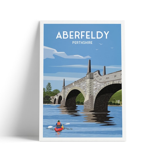 Aberfeldy Perthshire Travel Poster, Wades Bridge