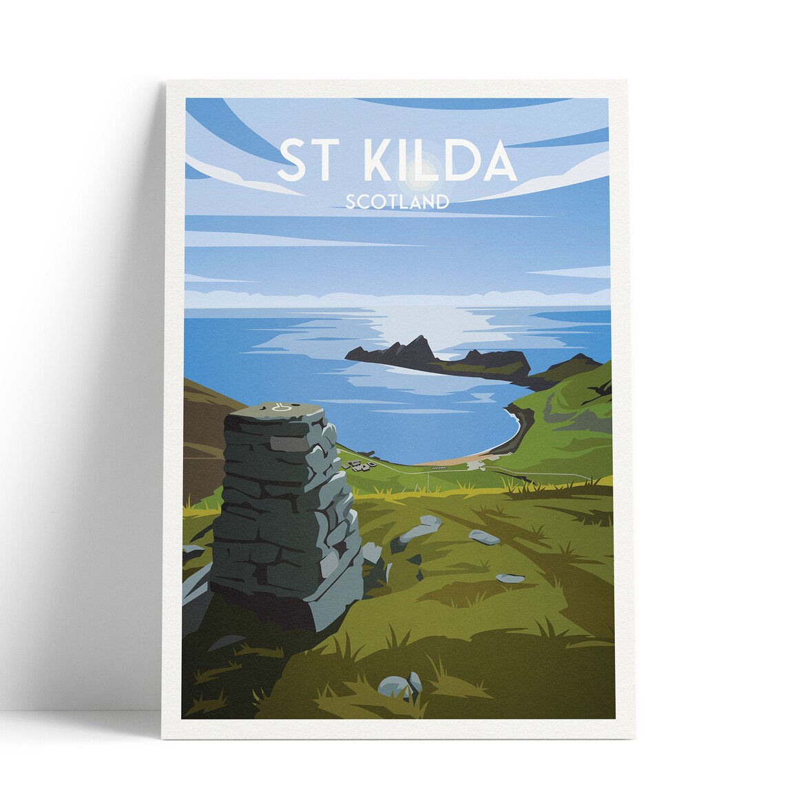 St Kilda Archipelago Travel Poster Illustration