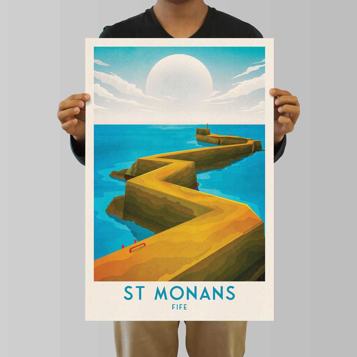 St Monans Travel Poster, Fife Harbour Pier