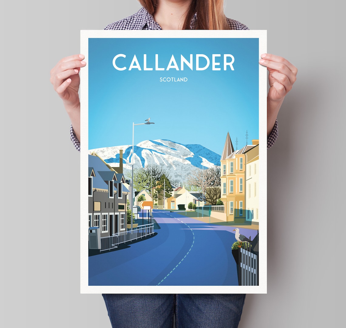 Callander Scottish Travel Poster, River Teith