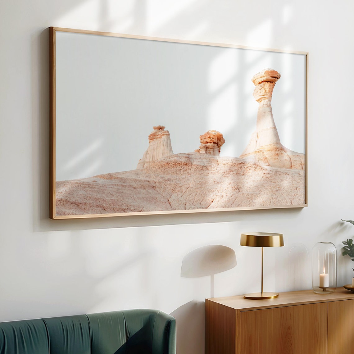 New Mexico Hoodoo Rock Formations Blush Desert Neutral Scenery Poster