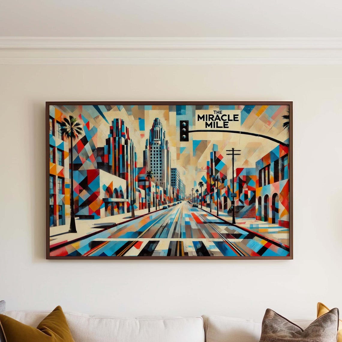 Los Angeles Miracle Mile Geometric Wide Boulevard Vintage Poster