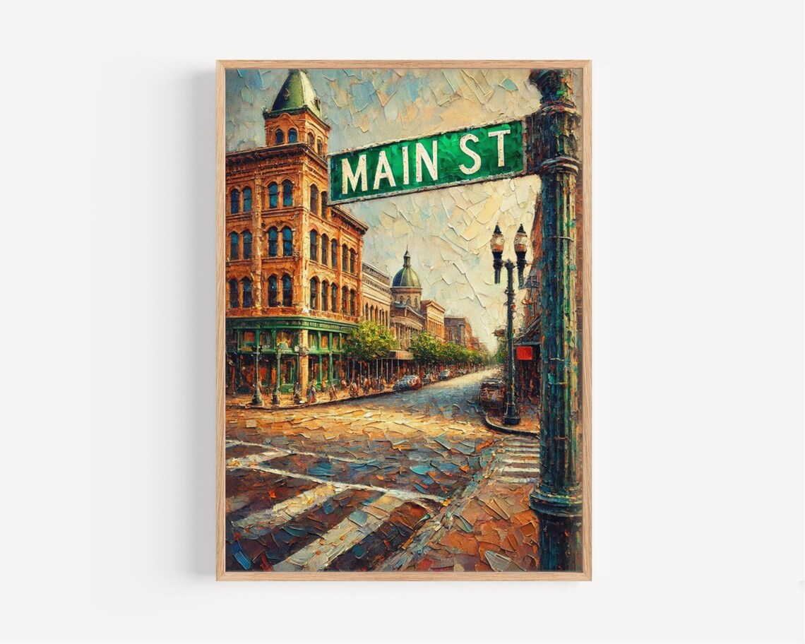 Main St, Baton Rouge Louisiana Travel Poster