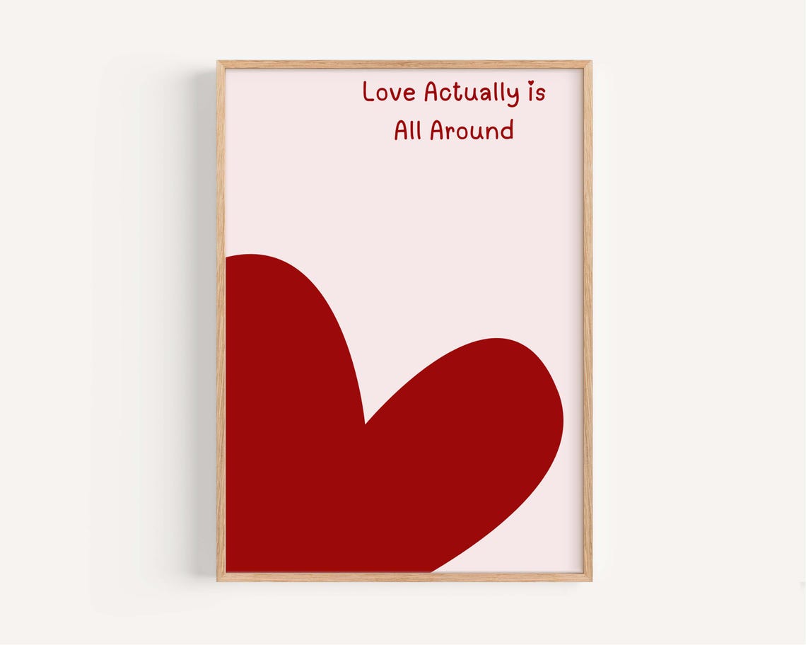 Love Actually is All Around Red Heart Romantic Quote Wall Art