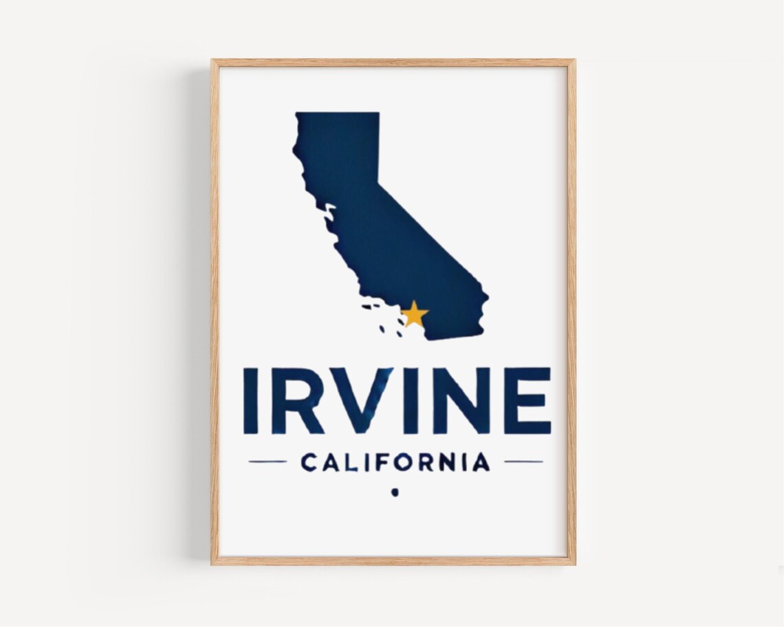 Irvine California State Map Minimalist Southern Cal Wall Art