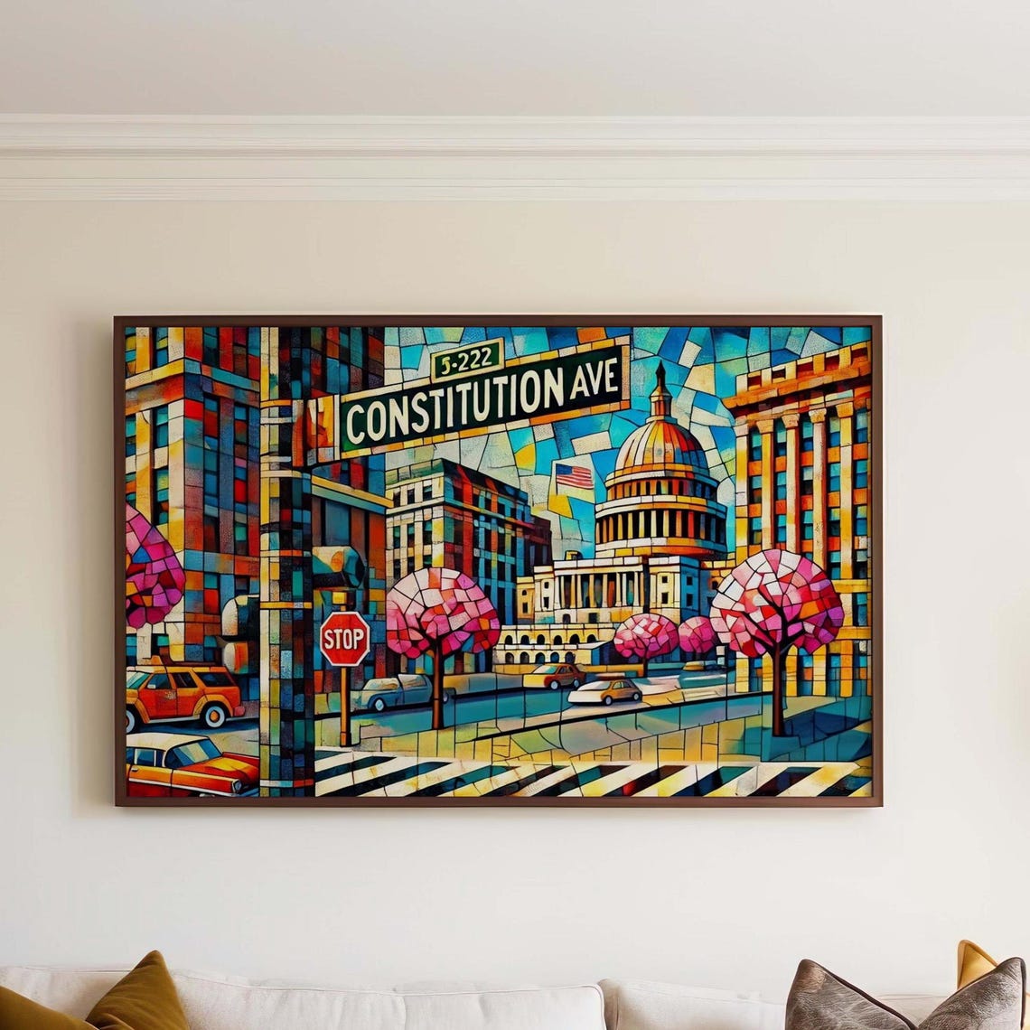 Constitution Avenue Washington DC Capitol Cubism Street Poster