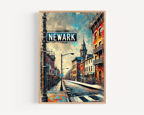Classic Newark Street Sign In Painterly New Jersey Cityscape Poster