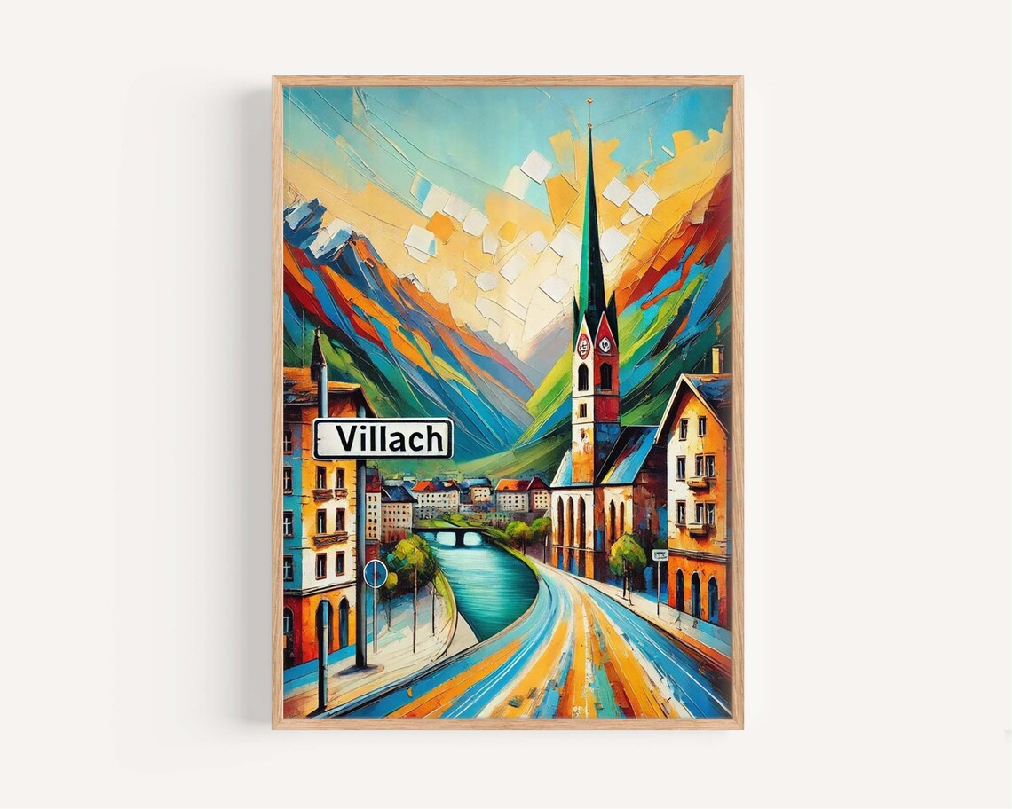 Villach Travel Poster, Austria City Art Print