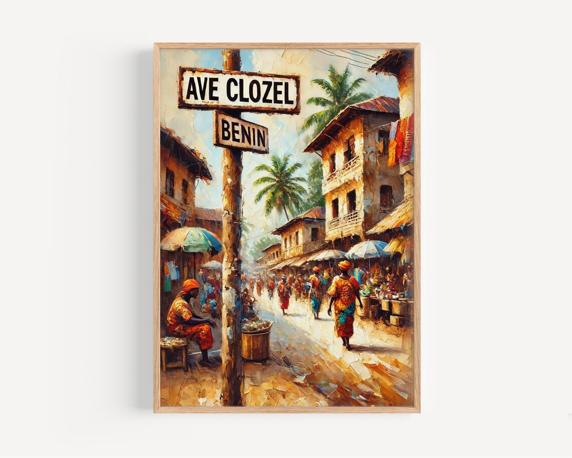 Cotonou Benin Street Sign, Avenue Clozel Travel Poster