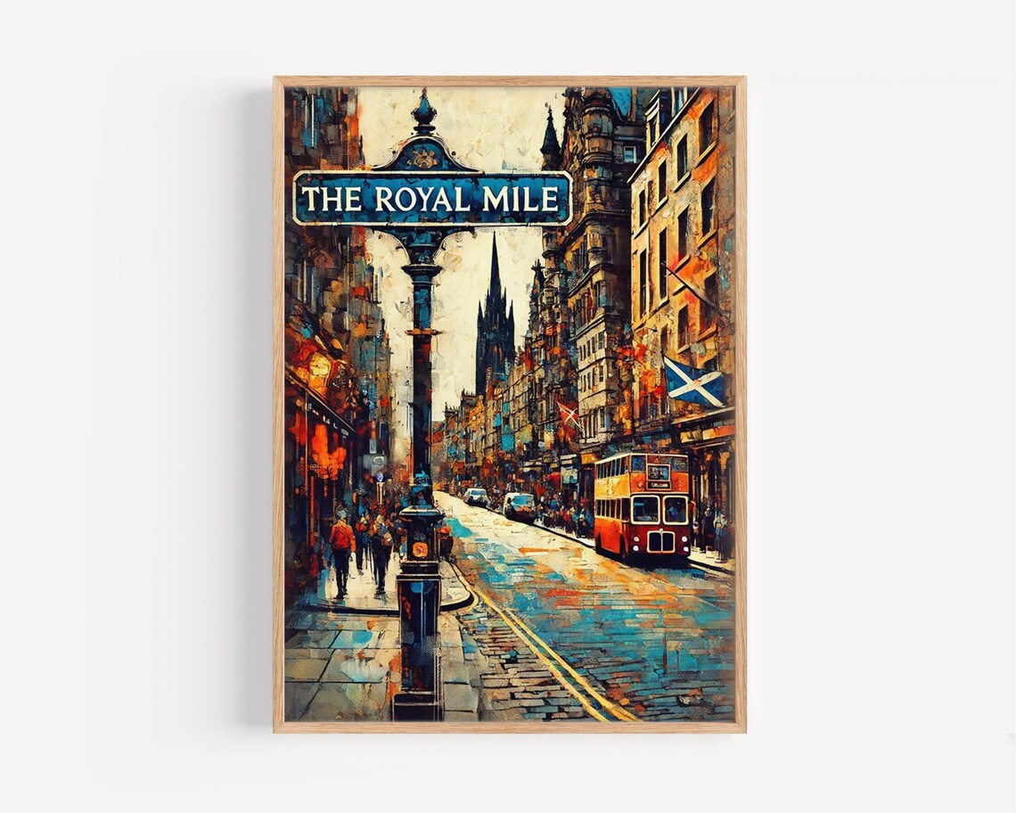 Royal Mile Edinburgh Scotland Vintage Travel Poster