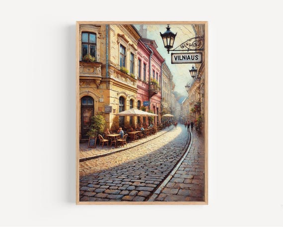 Vilniaus Street Art Print Lithuania Travel Poster European Cityscape