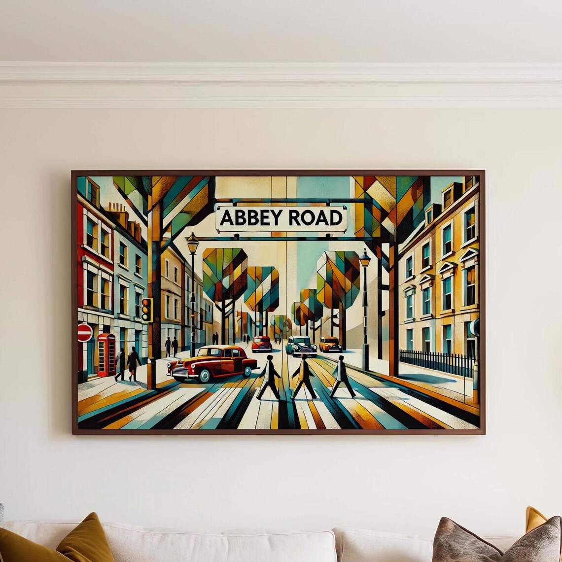 Abbey Road London Cubism Street Scene Poster With Zebra Crossing View