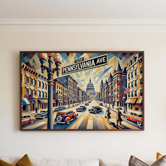 Pennsylvania Avenue Washington DC Cubist Style Capitol Art Poster