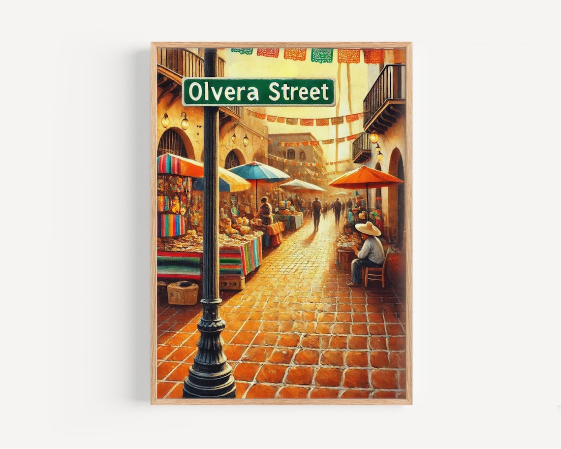 Olvera Street Travel Poster, Los Angeles History