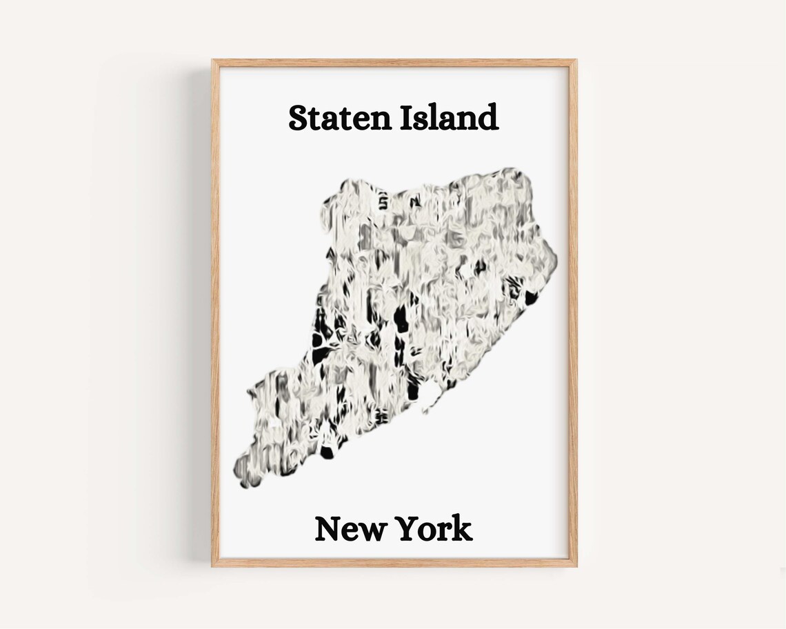 Staten Island Map Art Print New York City Travel Poster