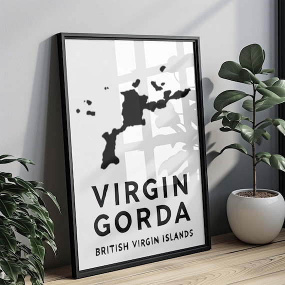 Virgin Gorda British Virgin Islands Map Silhouette Travel Poster