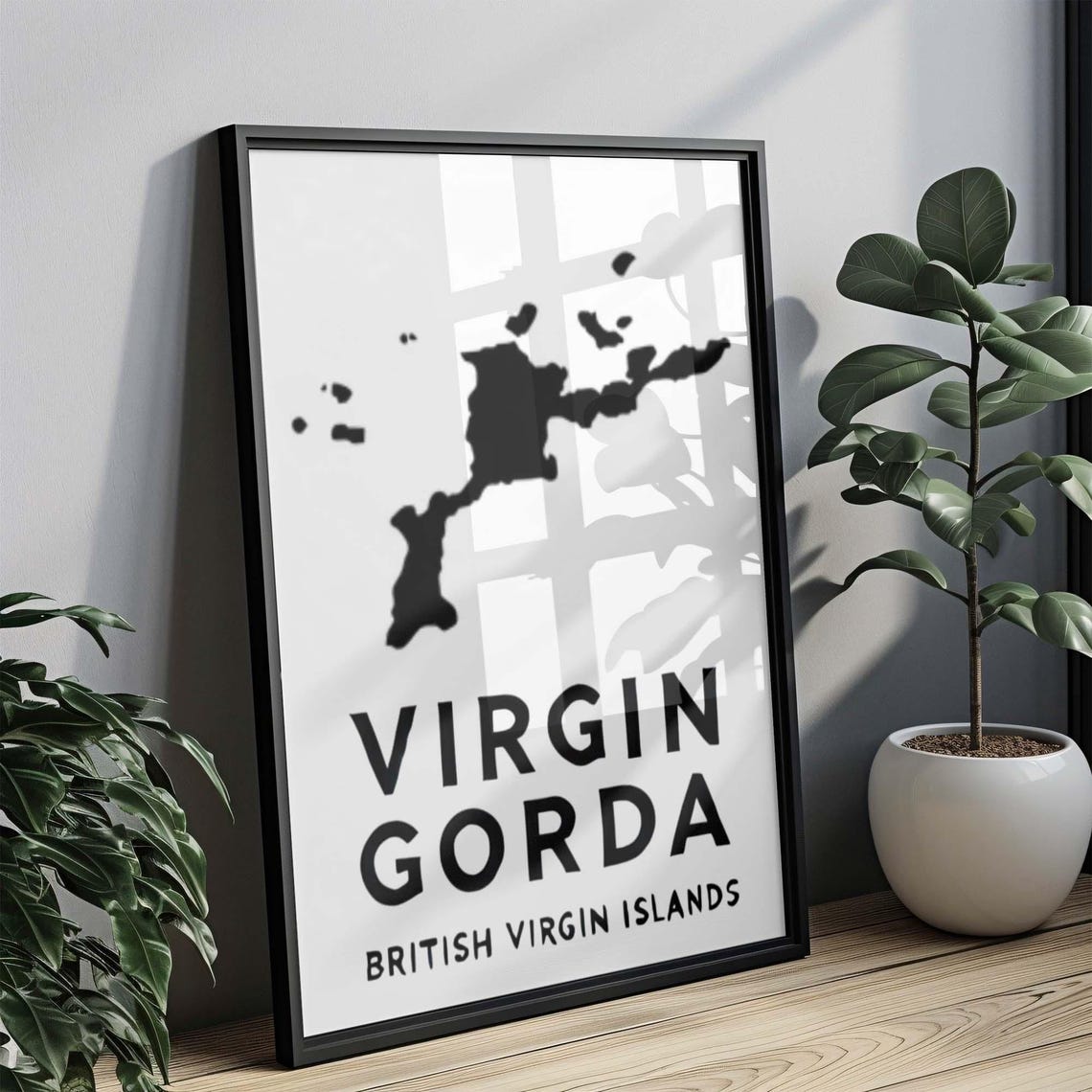 Virgin Gorda British Virgin Islands Map Silhouette Travel Poster