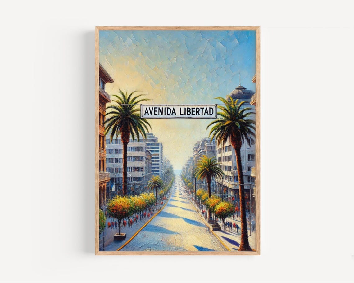 Avenida Libertad Palm Lined Avenue Chile Vintage Style Travel Poster