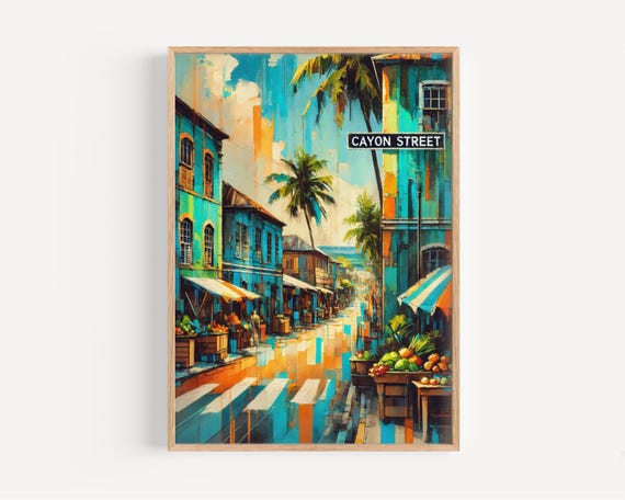 Cayon Street Art Print Saint Kitts Nevis Caribbean Travel Poster