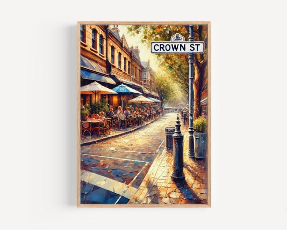Surry Hills Crown St Wall Art Sydney Travel Print Poster Gift Housewarming Decor Modern Urban Artwork