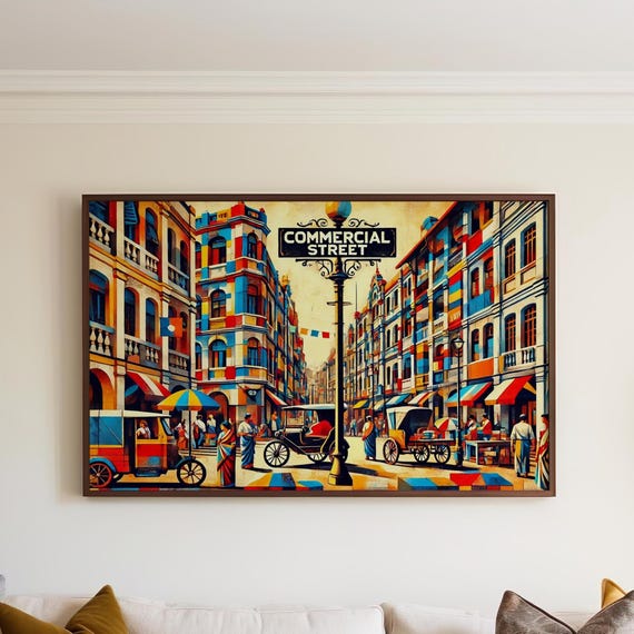 Commercial Street Bengaluru Travel Poster, Karnataka