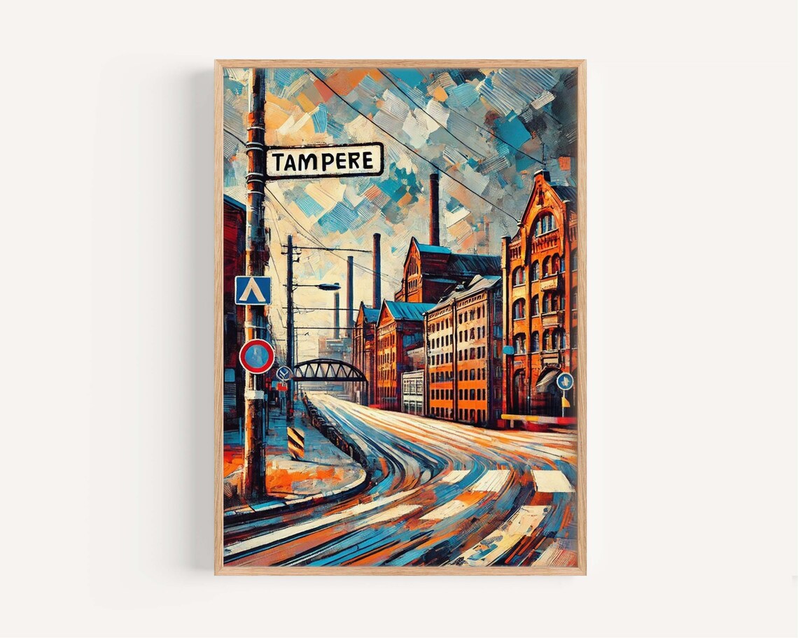 Tampere Finland Industrial Streetscape Painting Travel Art Poster