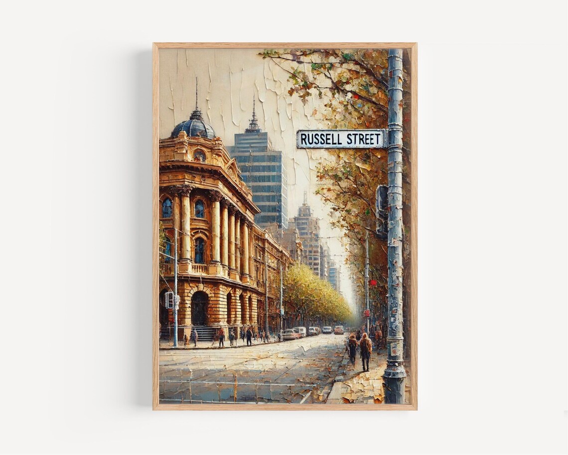 Melbourne Russell Street Historic Dome Landmark Oil Painting Poster