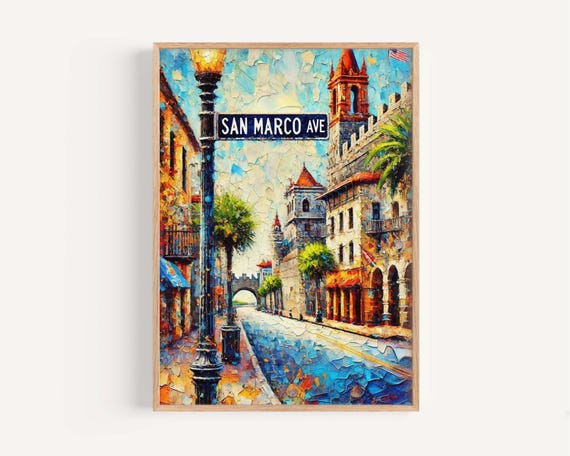 San Marco Avenue Art Print St Augustine Florida Travel Poster