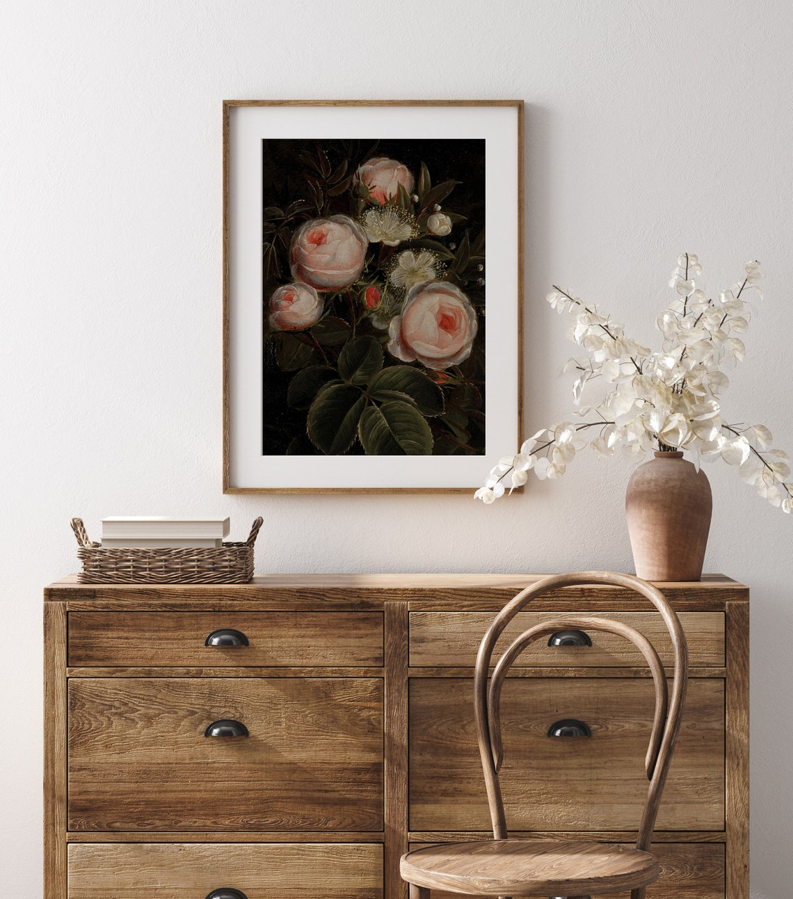 Rose Blooms Vintage Oil Painting Vintage Rose Art Print Rose Wall Art Moody Art Moody Wall Art Dark Academia Art L216 - Image 3