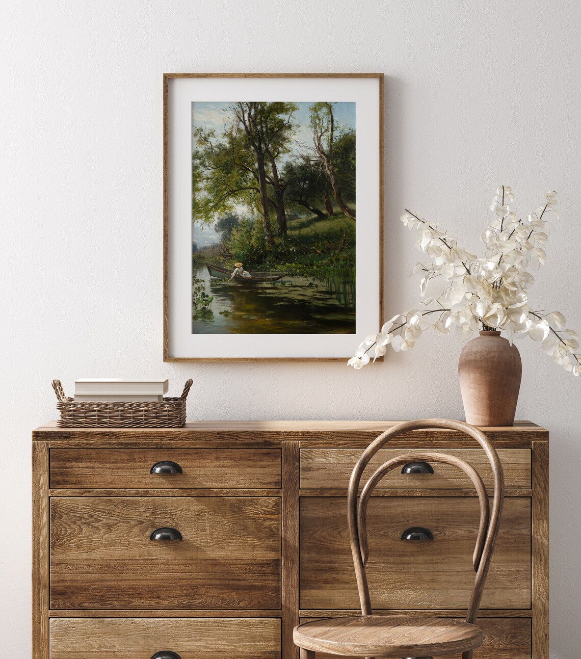 Woman in a Row Boat, Vintage Spring Pond Art Print - Image 3