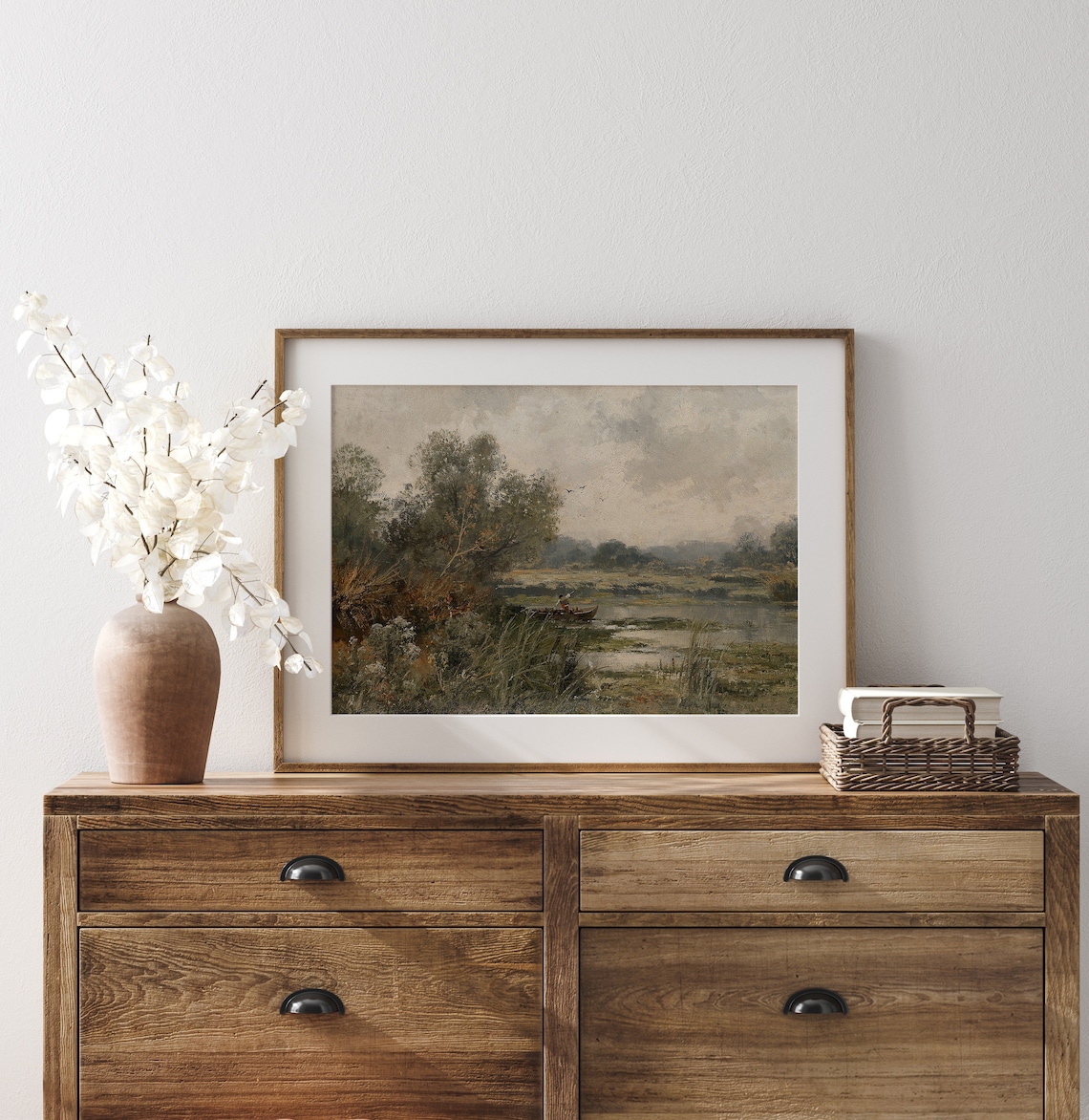 Autumn Fisherman Boat Marsh Lake Moody Vintage Landscape Art Poster - Image 3