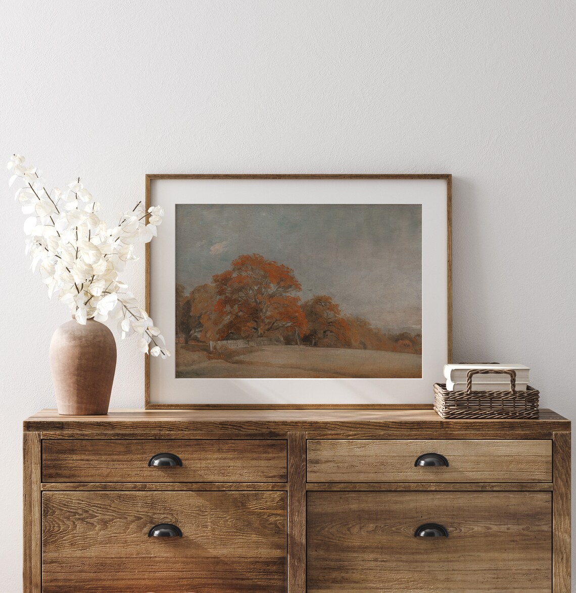Vintage Autumn Tree Landscape Oil Painting Art Print - Image 3