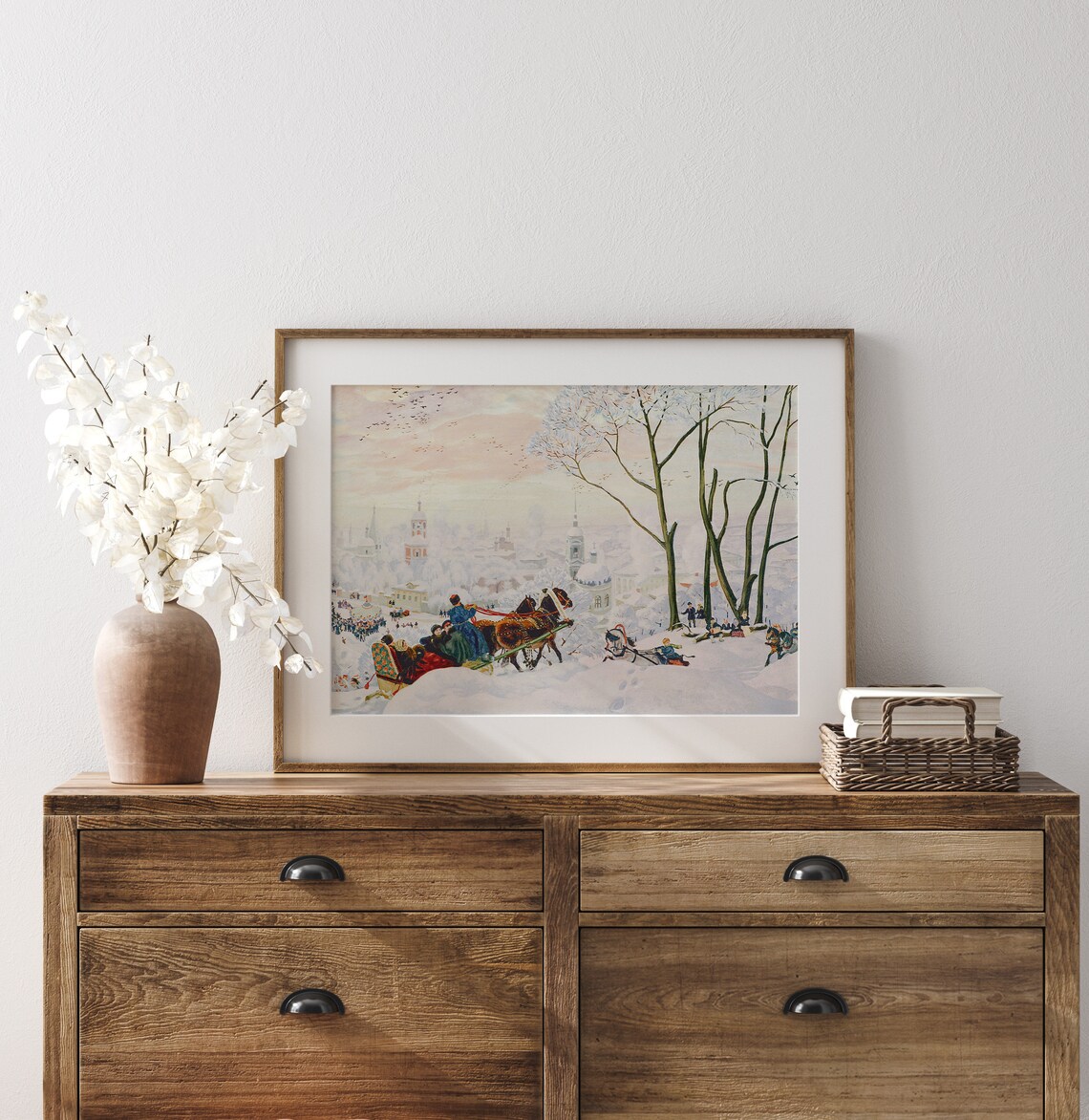 Countryside Sleigh Ride Vintage Winter Landscape Art Print - Image 3