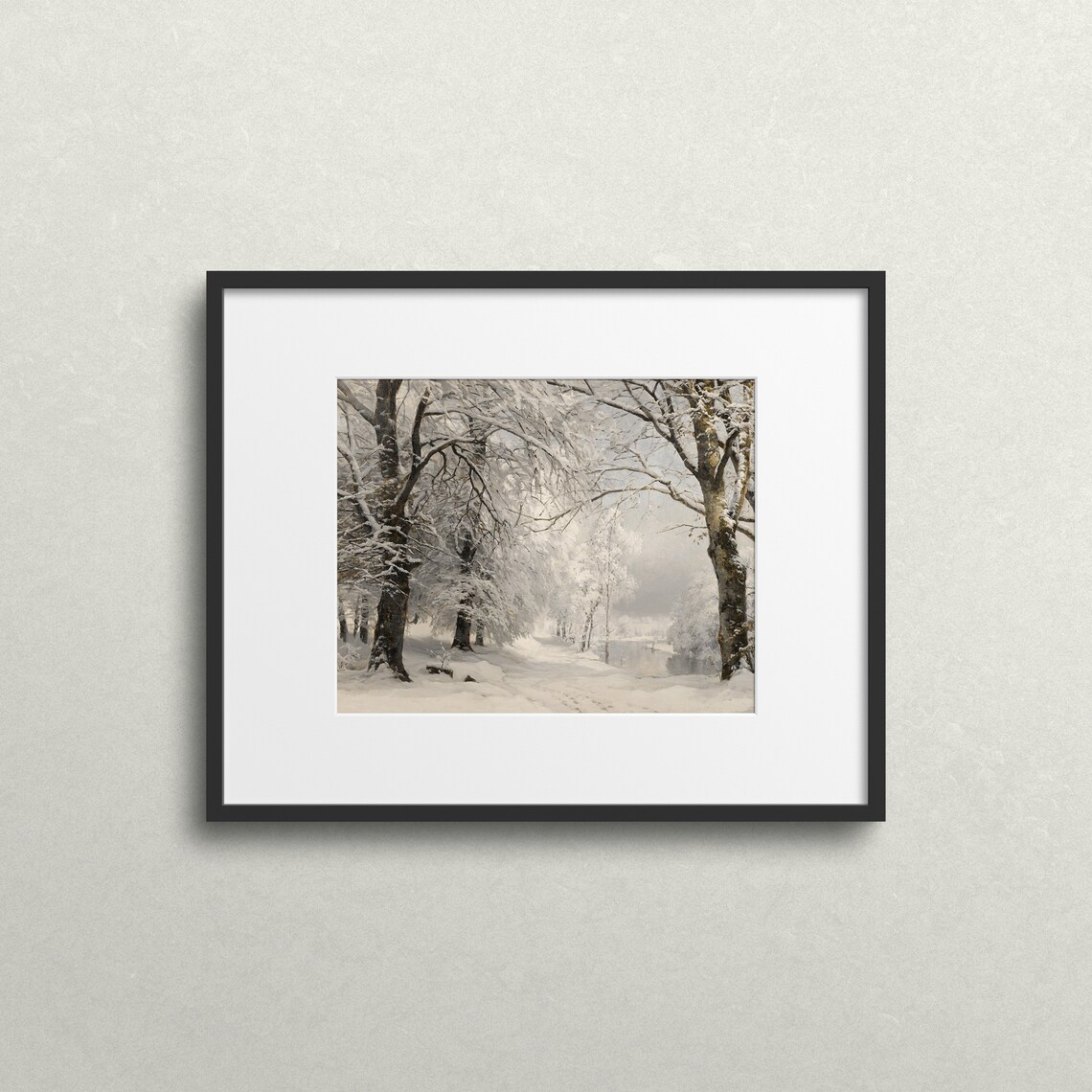 White Winter Trees, Vintage Winter Landscape Art Print - Image 2