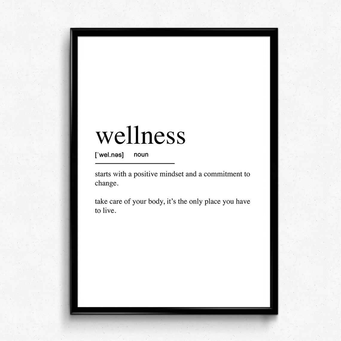Wellness Definition Print, Modern Scandinavian Poster