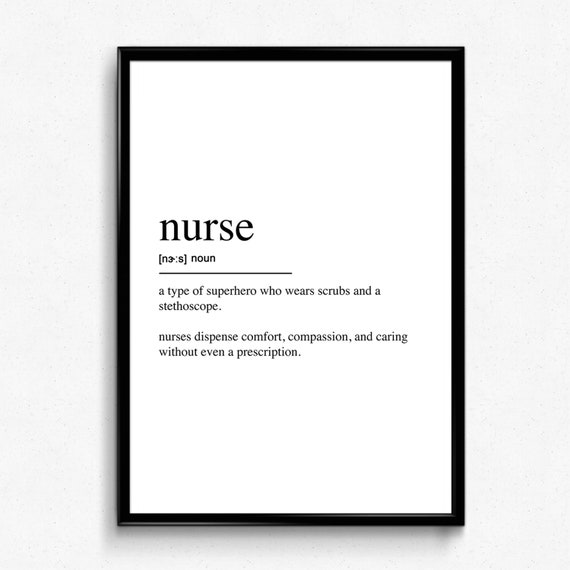 Nurse Definition Art Print Modern Minimalist Decor Ready To Hang Canvas