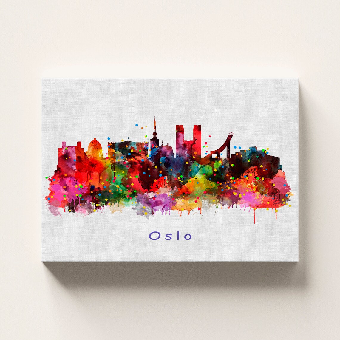 Oslo Norway Watercolor Skyline Poster Print