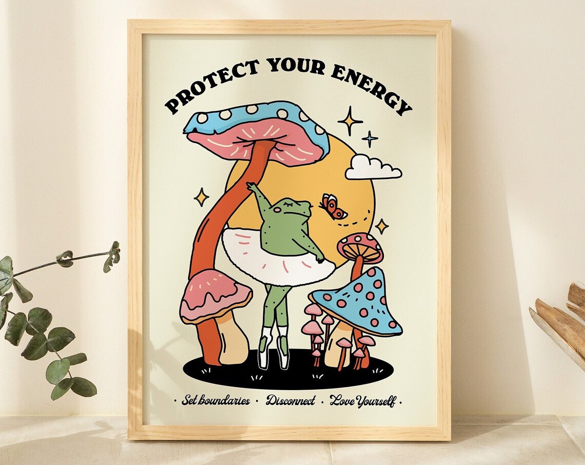 Groovy Frog Ballerina Vintage Style Art Print