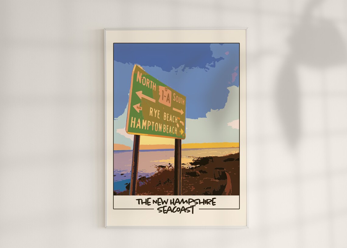 New Hampshire Seacoast Vintage Highway Road Sign Coastal Poster